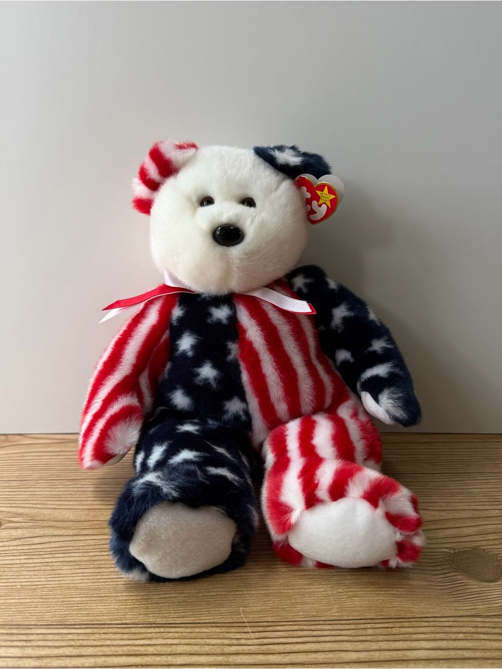 Ty Beanie Buddy ‘Spangle’ 1999 American Flag Bear Plush Stuffed Animal